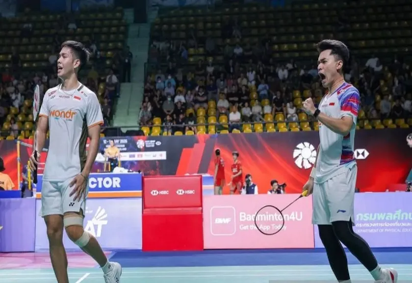 Pebulu tangkis ganda putra Indonesia Leo Rolly Carnando/Daniel Marthin