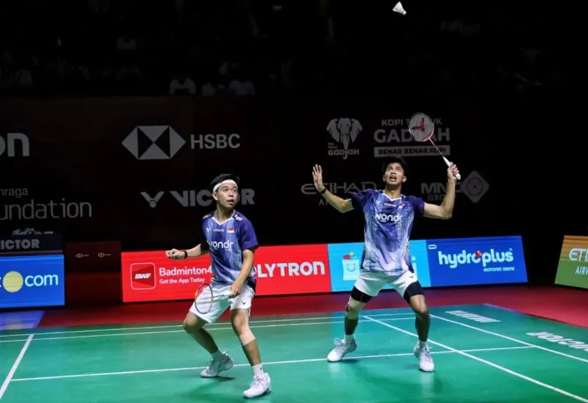 Pasangan ganda putra Devin Artha Wahyudi/Ali Faathir Rayhan