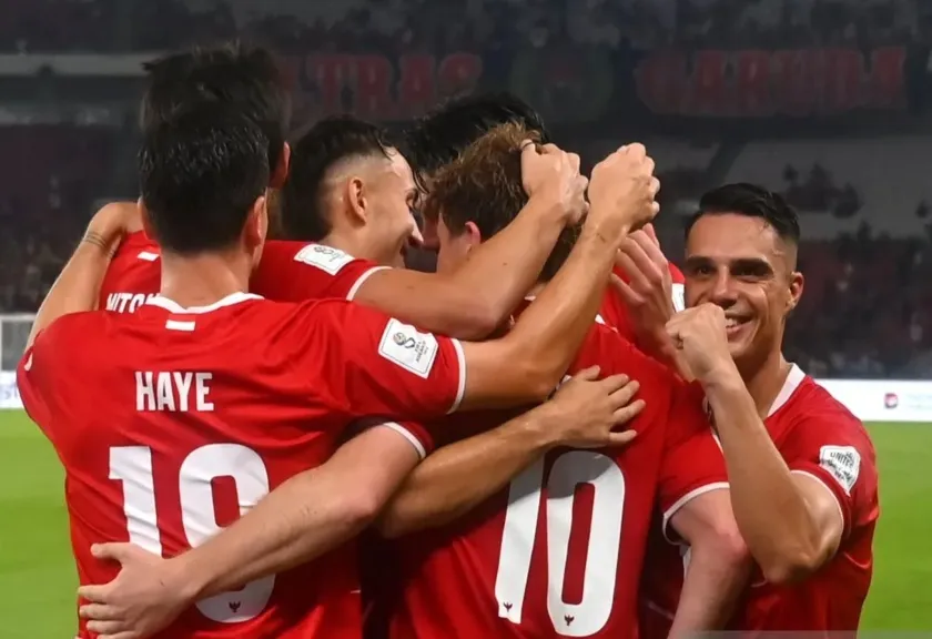 Selebrasi penyerang Timnas Indonesia Ole Romeny 