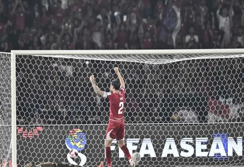 Selebrasi Kapten Timnas Indonesia Kevin Diks